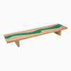Desky Minimal Monitor Stand in White Ash with an Emerald River epoxy design.