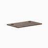 Desky Mini Laminate Desktop in Jarrah Legno, 32x20 inches, with two black grommets.