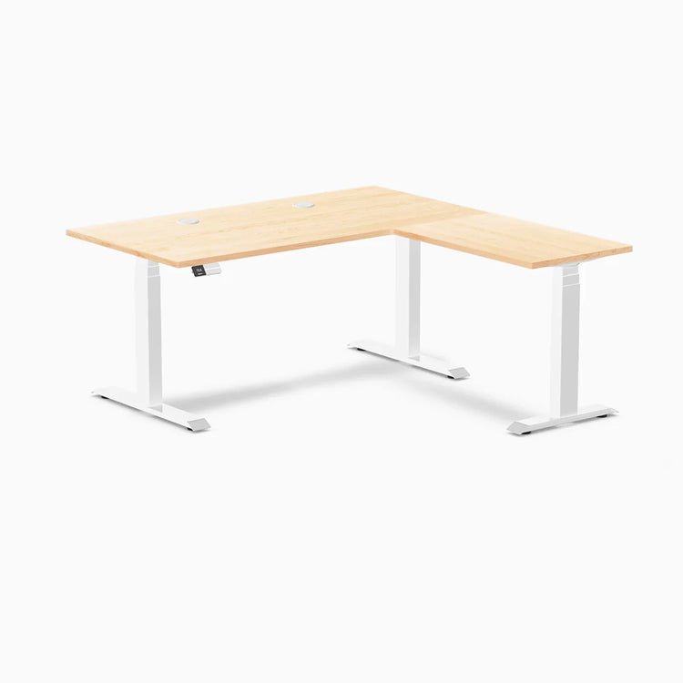 Desky Hardwood L-Shape Sit Stand Desk
