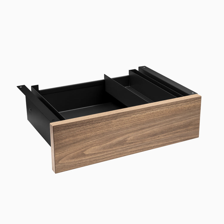 natural walnut drawer in black frame