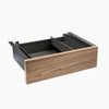 natural walnut drawer in space grey frame