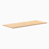 Desky Sublime Teak laminate desktop, 70.9" x 29.5", with two silver grommets.