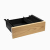 white oak hardwood under desk drawer in black frame