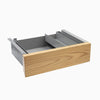 white oak hardwood under desk drawer in grey frame