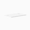 White 32x20 inch Desky Mini Melamine Laminate Desktop, 1" thick, with two grommets.