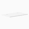 White 40x24 inch Desky Mini Melamine Laminate Desktop, 1" thick, with two grommets.