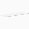 White laminate desktop, 78.7 x 29.5 inches, with two grommets for cable management.