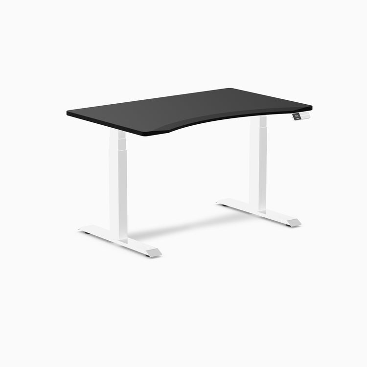 Desky Alpha Dual ergo Sit Stand Gaming Desk 1200mm white legs 
