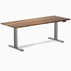 Desky Dual Pheasantwood Hardwood Sit Stand Desk with Space Grey frame