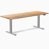 Desky Dual Teak Hardwood Sit Stand Desk with grey frame