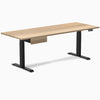 Desky Dual Hardwood Standing Desk: White Ash top, Matte Black legs, integrated drawer.