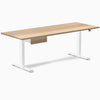 Desky Dual Hardwood Standing Desk: White Ash top, white legs, integrated drawer.