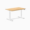 Desky Dual Hardwood Sit Stand Desk with a white oak top and white legs.