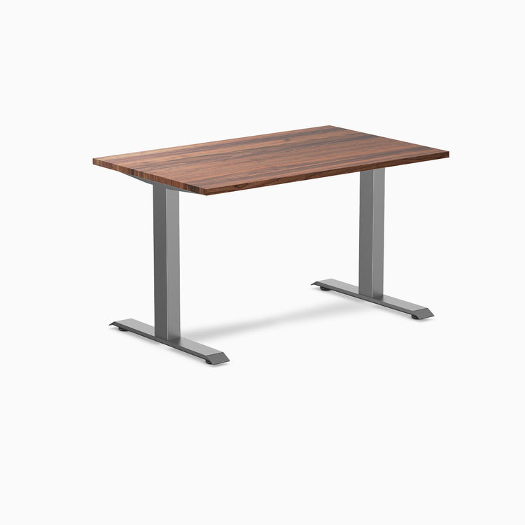 Desky Zero Hardwood Office Desk with a Walnut top and Space Gray steel frame.