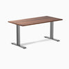 Desky Zero Hardwood Office Desk with Walnut top and Space Gray steel frame.