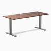 Desky Zero Hardwood Office Desk with Walnut desktop and Space Gray steel frame.