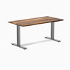 Desky Zero Hardwood Office Desk with Pheasantwood top and Space Gray steel frame.