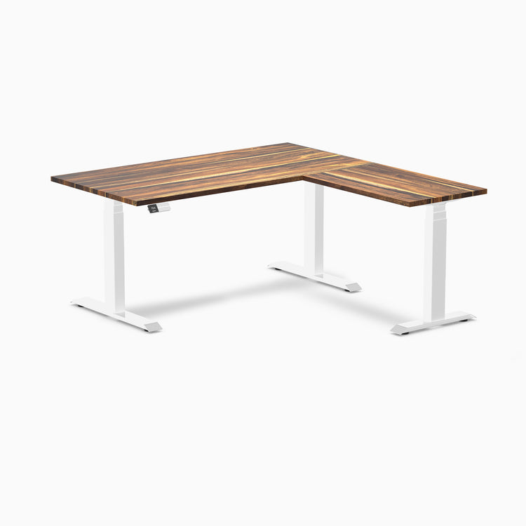 L-shape dual hardwood pheasant Desky 1500mm in white