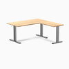 Desky Zero Bamboo L-Shape Office Desk - 1500mm space grey frame