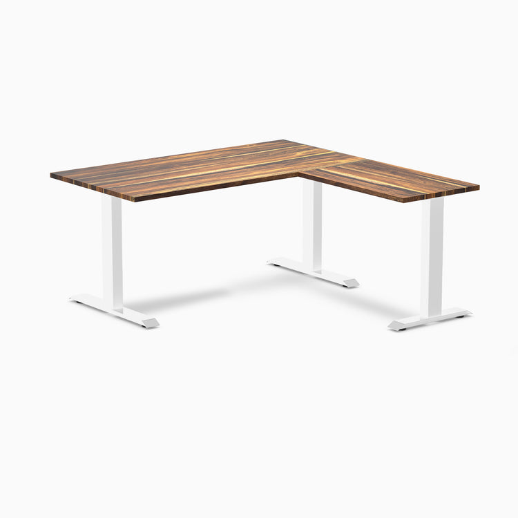 zero hardwood l-shape desk pheasant 1500mm in white legs 