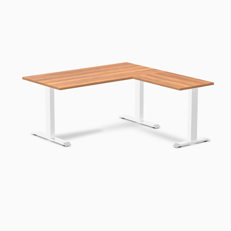 zero laminate L-shape 1500mm in prime oak with white legs 
