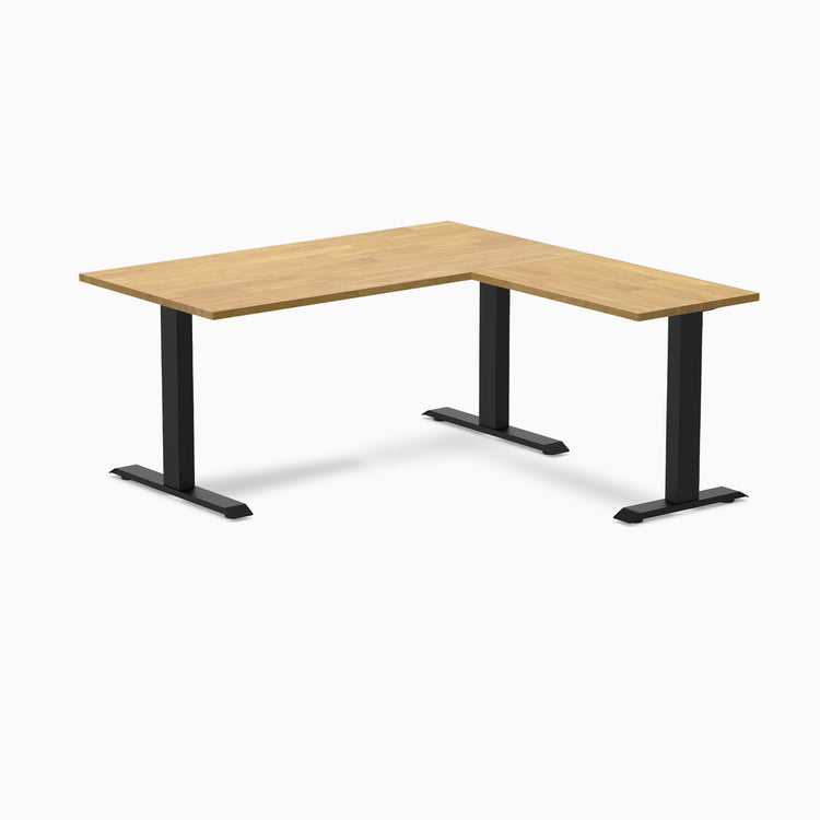 L-shape zero rubberwood fixed light oak 1500mm with black legs