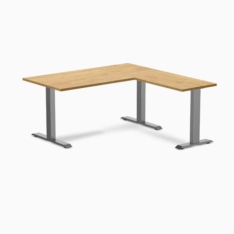 Desky Zero Rubberwood L-Shape Office Desk -  light oak 1500mm space grey frame