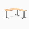 Desky Zero Rubberwood L-Shape Office Desk - natural 1500mm space grey frame