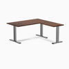 Desky Zero Rubberwood L-Shape Office Desk - red walnut 1500mm space grey frame