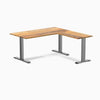 Desky Zero Hardwood L-Shape Office Desk - Teak 1500mm space grey frame