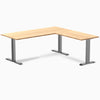 Desky Zero Bamboo L-Shape Office Desk - 1800mm space grey frame