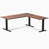 zero hardwood l-shape desk walnut 1800mm in black legs 