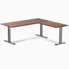 Desky Zero Hardwood L-Shape Office Desk - Walnut 1800mm space grey frame