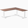 zero hardwood l-shape desk walnut 1800mm in white legs 