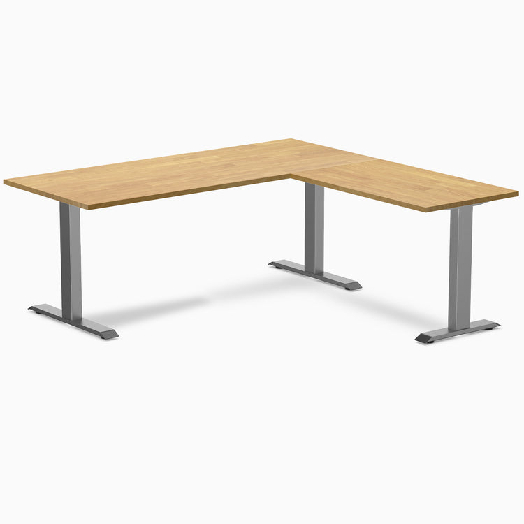 Desky Zero Rubberwood L-Shape Office Desk -  light oak 1800mm space grey frame