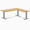 Desky Zero Rubberwood L-Shape Office Desk -  light oak 1800mm space grey frame