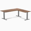 Desky Zero Hardwood L-Shape Office Desk - Saman 1800mm space grey frame