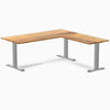zero hardwood l-shape desk teak 1800mm in gray legs 