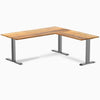 Desky Zero Hardwood L-Shape Office Desk - Teak 1800mm space grey frame