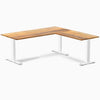 zero hardwood l-shape desk teak 1800mm in white legs 