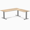 Desky Zero Hardwood L-Shape Office Desk - White Ash 1800mm space grey frame