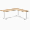 zero hardwood l-shape desk white ash 1800mm in white legs 