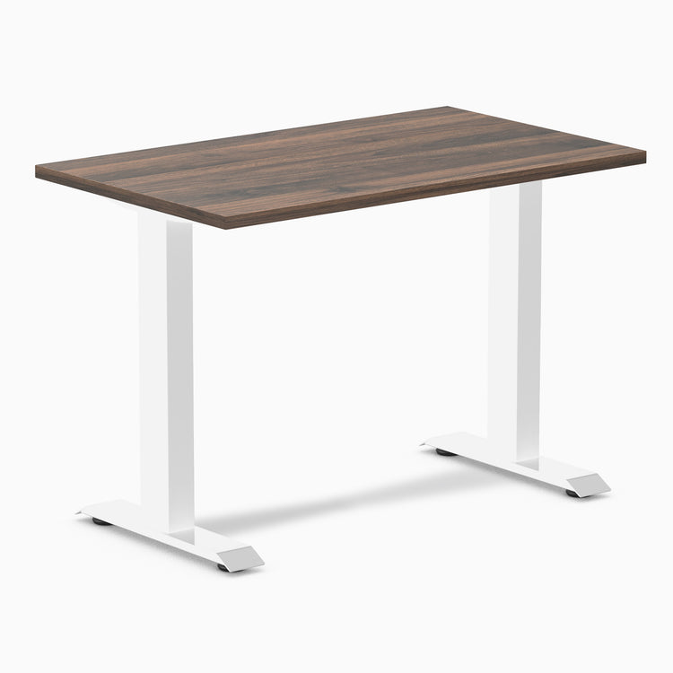 Desky fixed mini laminate desk 1000mm jarrah in white legs 