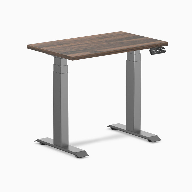 Desky Dual Mini Sit Stand Desk - jarrah legno 800mm space grey frame
