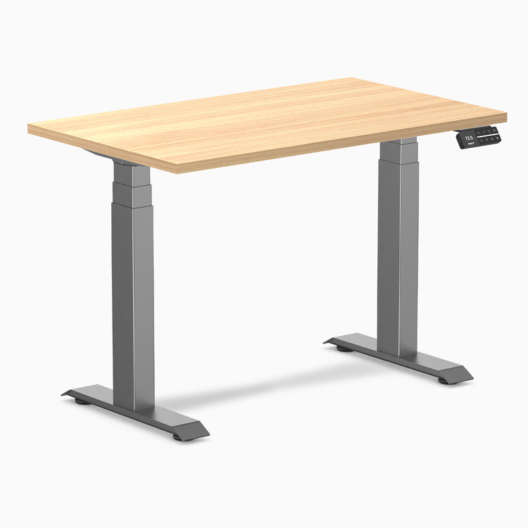 Desky Dual Mini Sit Stand Desk - sublime teak 1000mm space grey frame