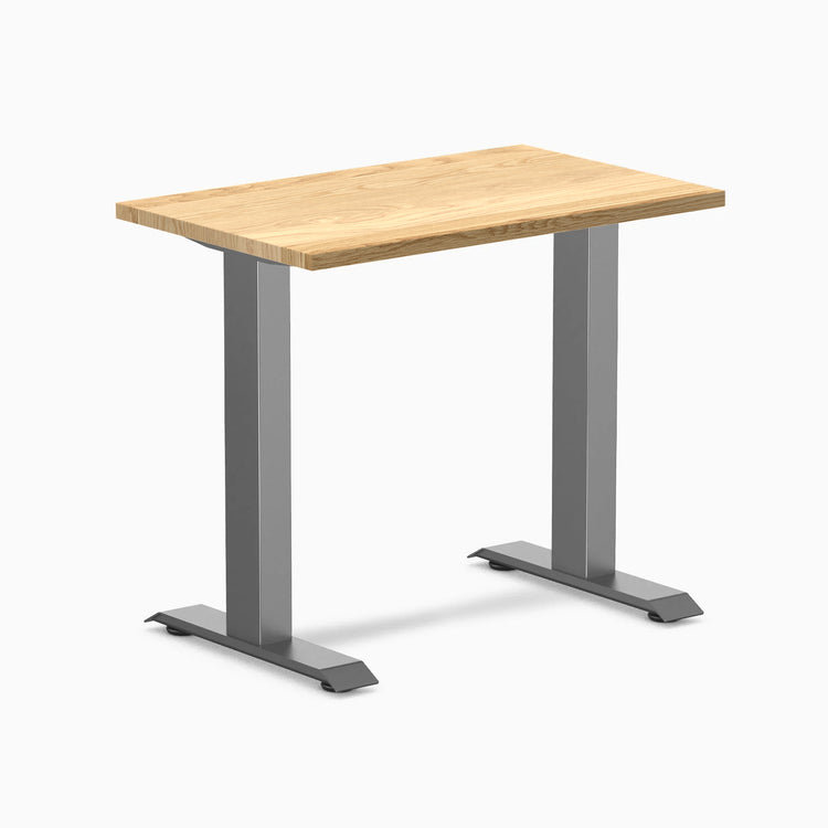Desky Zero Mini hardwood desk with a White Oak top and Space Gray steel frame.