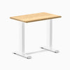 Desky Zero Mini hardwood desk with a White Oak top and white steel frame.